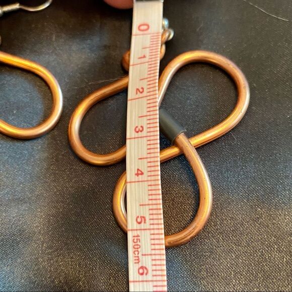 Large Copper Tone Abstract Earrings - Picture 6 of 7